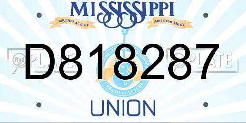D818287 Mississippi License Plate