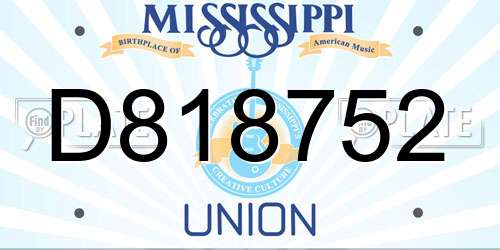 D818752 Mississippi License Plate