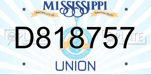 D818757 Mississippi License Plate