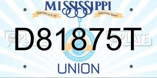 D81875T Mississippi License Plate