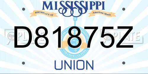 D81875Z Mississippi License Plate
