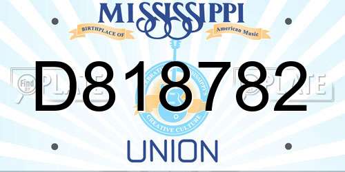 D818782 Mississippi License Plate