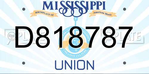 D818787 Mississippi License Plate
