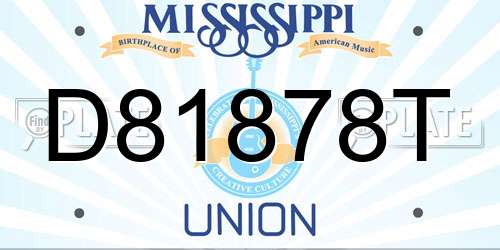 D81878T Mississippi License Plate