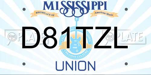 D81TZL Mississippi License Plate