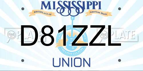 D81ZZL Mississippi License Plate