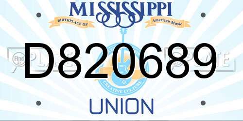 D820689 Mississippi License Plate