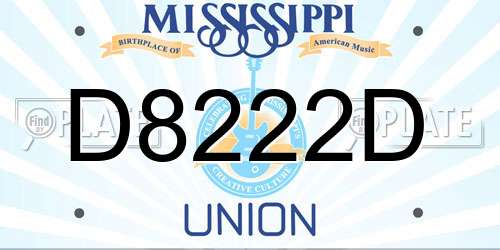 D8222D Mississippi License Plate