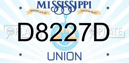 D8227D Mississippi License Plate