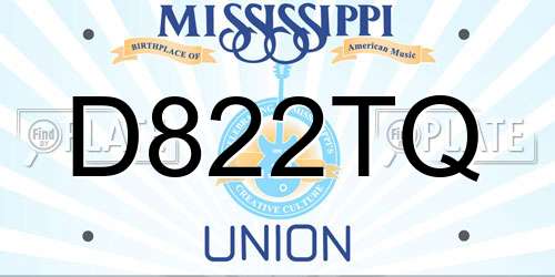 D822TQ Mississippi License Plate