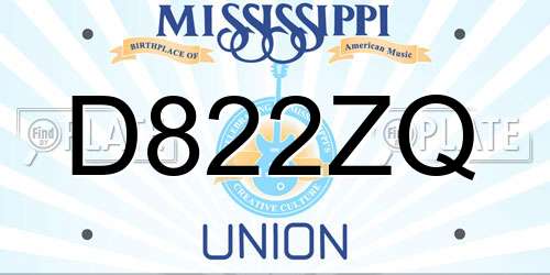 D822ZQ Mississippi License Plate