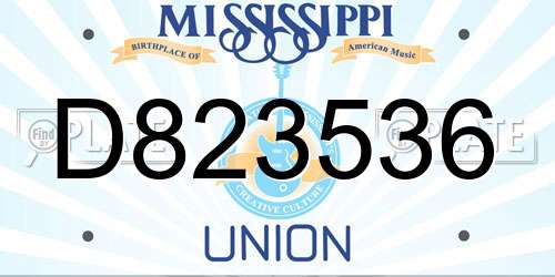 D823536 Mississippi License Plate