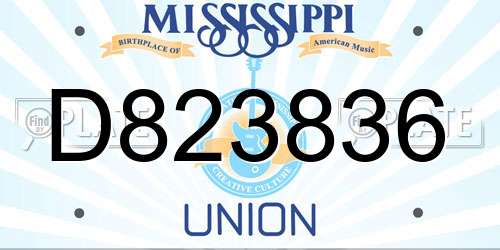 D823836 Mississippi License Plate