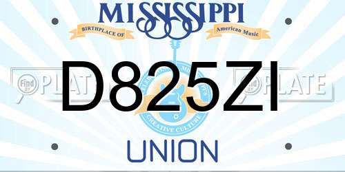 D825ZI Mississippi License Plate