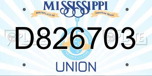 D826703 Mississippi License Plate