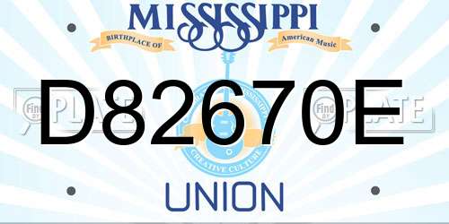 D82670E Mississippi License Plate