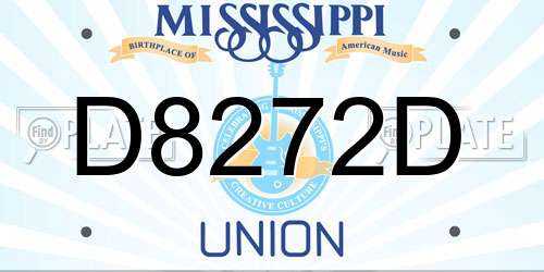 D8272D Mississippi License Plate