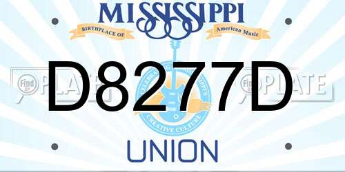 D8277D Mississippi License Plate