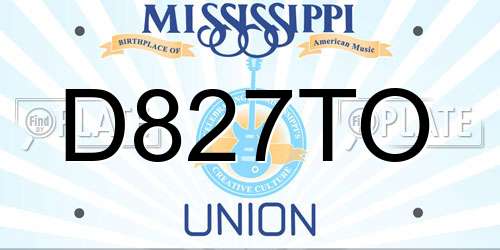 D827TO Mississippi License Plate