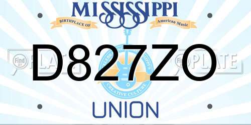 D827ZO Mississippi License Plate