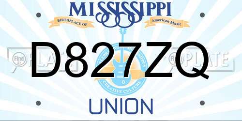 D827ZQ Mississippi License Plate