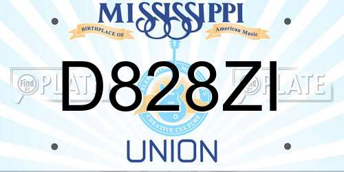 D828ZI Mississippi License Plate