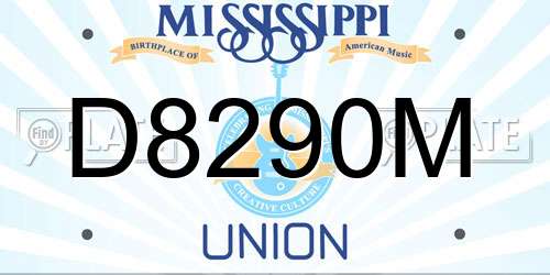 D8290M Mississippi License Plate