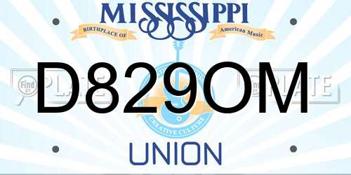 D829OM Mississippi License Plate