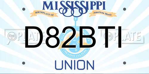 D82BTI Mississippi License Plate