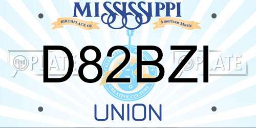 D82BZI Mississippi License Plate