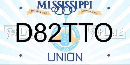 D82TTO Mississippi License Plate