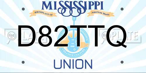 D82TTQ Mississippi License Plate