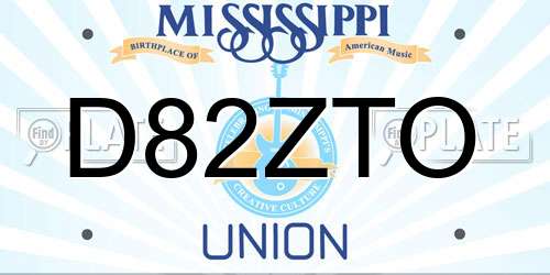 D82ZTO Mississippi License Plate