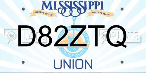 D82ZTQ Mississippi License Plate