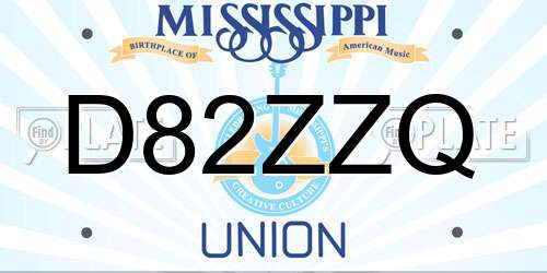 D82ZZQ Mississippi License Plate