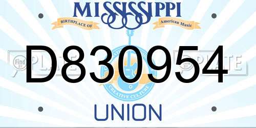 D830954 Mississippi License Plate
