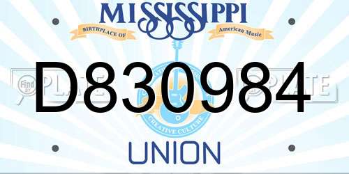D830984 Mississippi License Plate