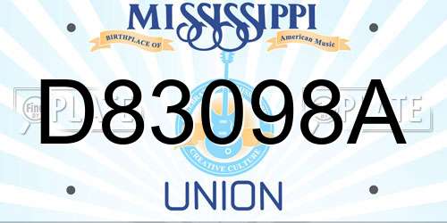 D83098A Mississippi License Plate