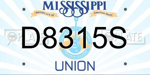 D8315S Mississippi License Plate