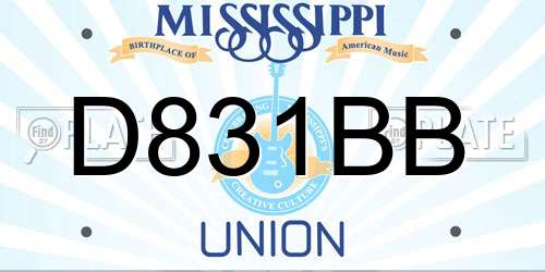 D831BB Mississippi License Plate
