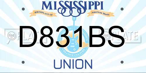 D831BS Mississippi License Plate