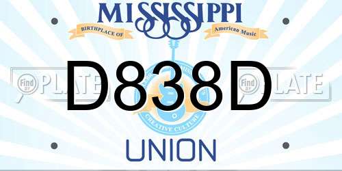 D838D Mississippi License Plate