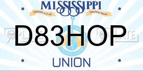 D83HOP Mississippi License Plate
