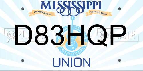 D83HQP Mississippi License Plate