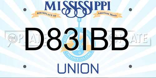 D83IBB Mississippi License Plate