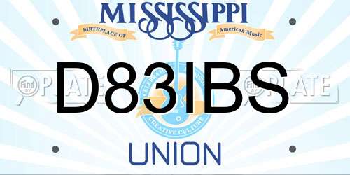 D83IBS Mississippi License Plate
