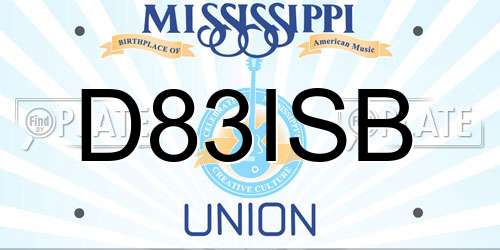 D83ISB Mississippi License Plate