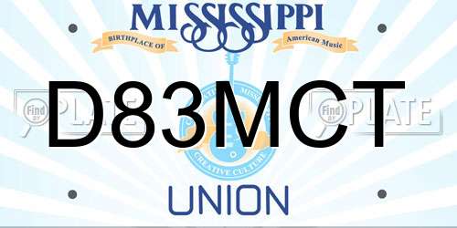 D83MCT Mississippi License Plate