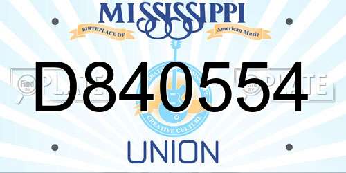 D840554 Mississippi License Plate