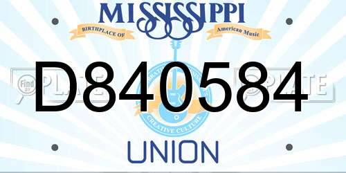 D840584 Mississippi License Plate